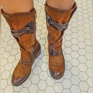 A.S.98 Carter Brown Cognac leather moto boots size 39 in EUC